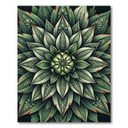 Embroidered Emerald Leaf Botanical Mandala Rug