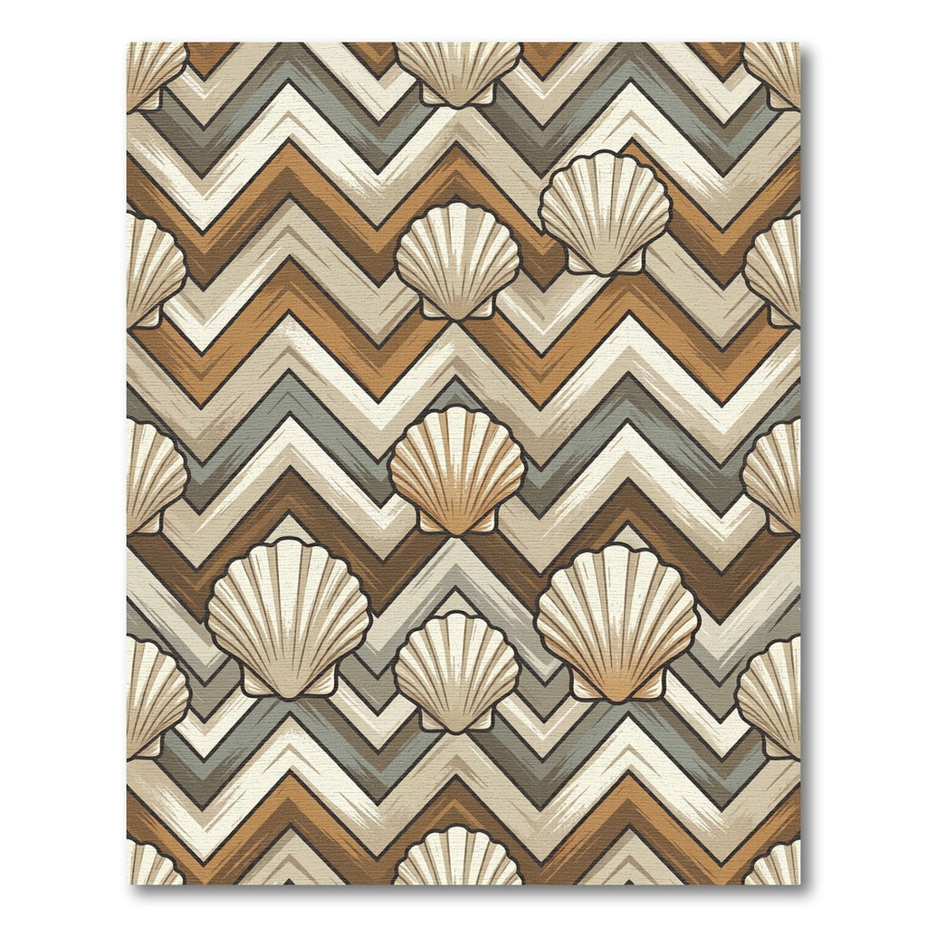 Seashell Chevron Neutral Earth Tone Area Rug