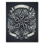 Monochromatic Gothic Star Ornate Scroll Rug