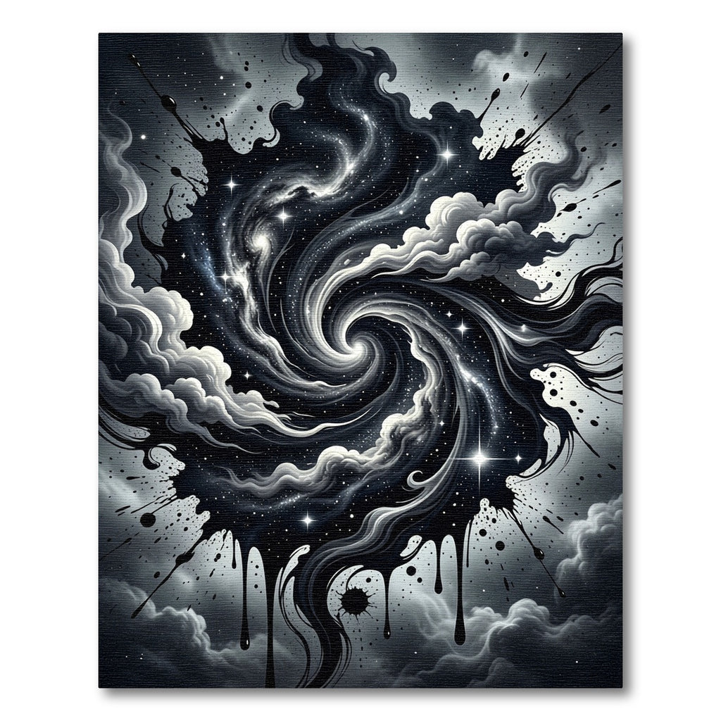 Monochrome Celestial Vortex Starry Night Rug