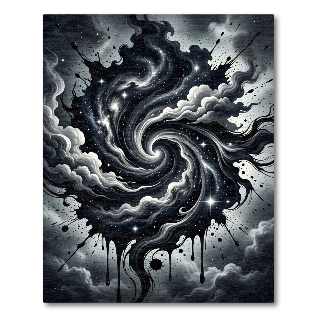 Monochrome Celestial Vortex Starry Night Rug