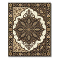 Elegant Sepia Floral Damask Medallion Rug