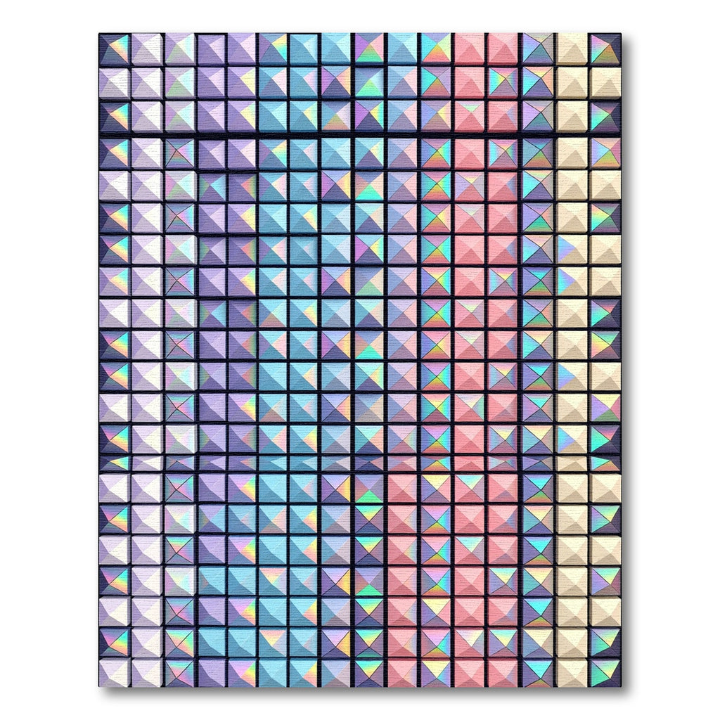 Iridescent Geometric Pastel Pyramid Grid Rug