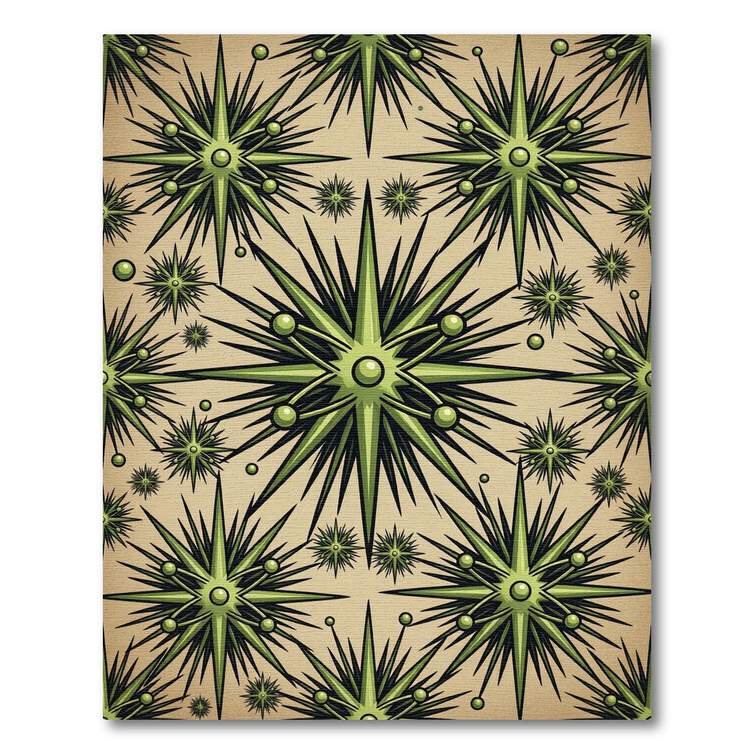 Midcentury Modern Olive Starburst Geometric Rug