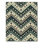 Earthy Chevron Paw Print Geometric Rug