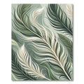 Elegant Green Cream Feather Cascade Rug