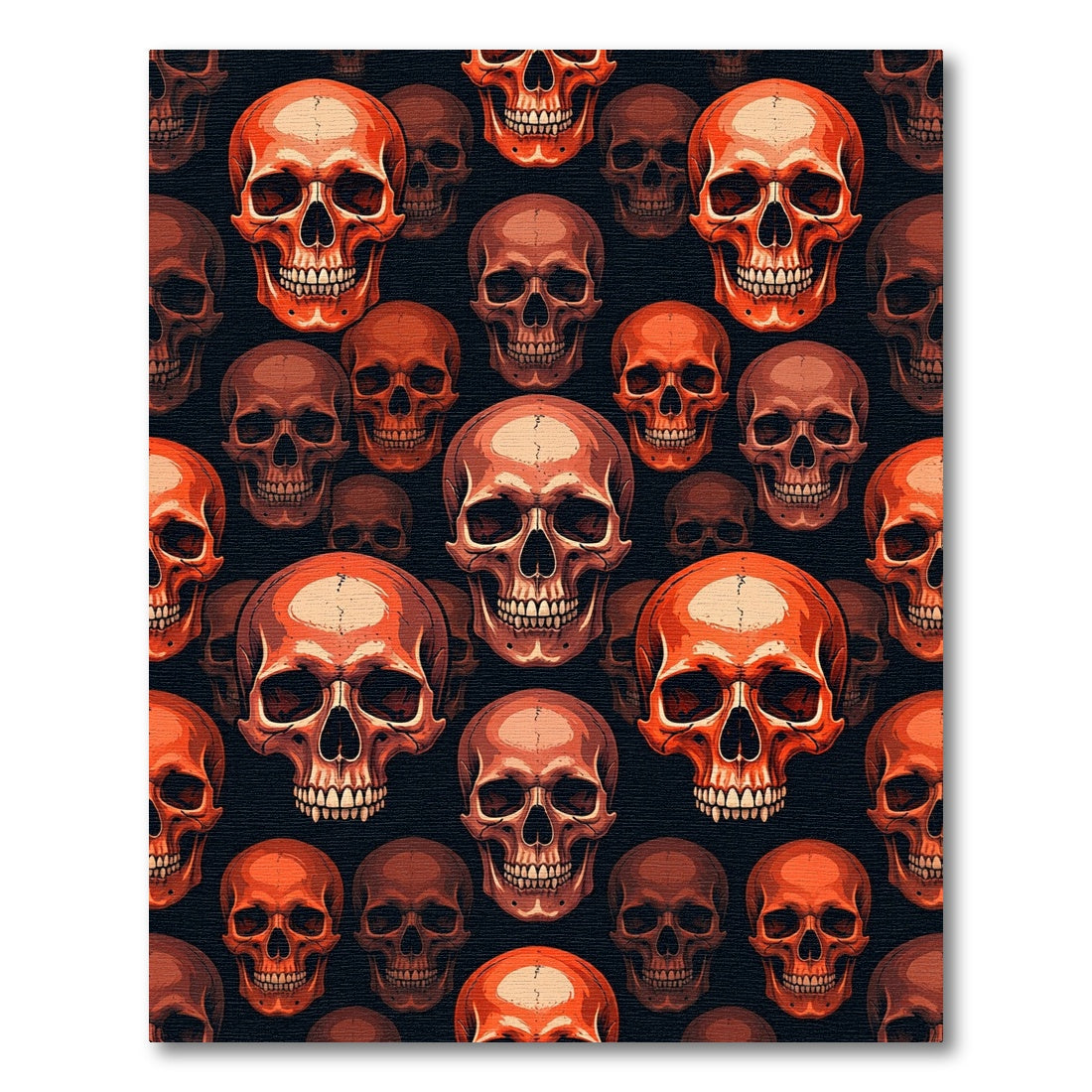 Bold Orange Skull Graphic Art Rug