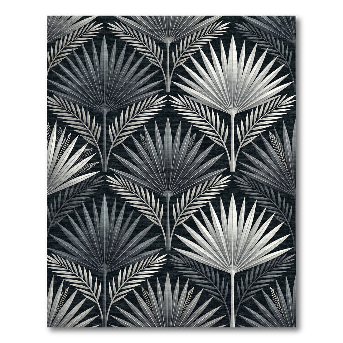Silver Palm Frond Botanical Art Rug