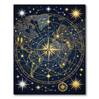 Celestial Gold Compass World Map Rug