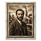 Sepia Gentleman Industrial Portrait Rug