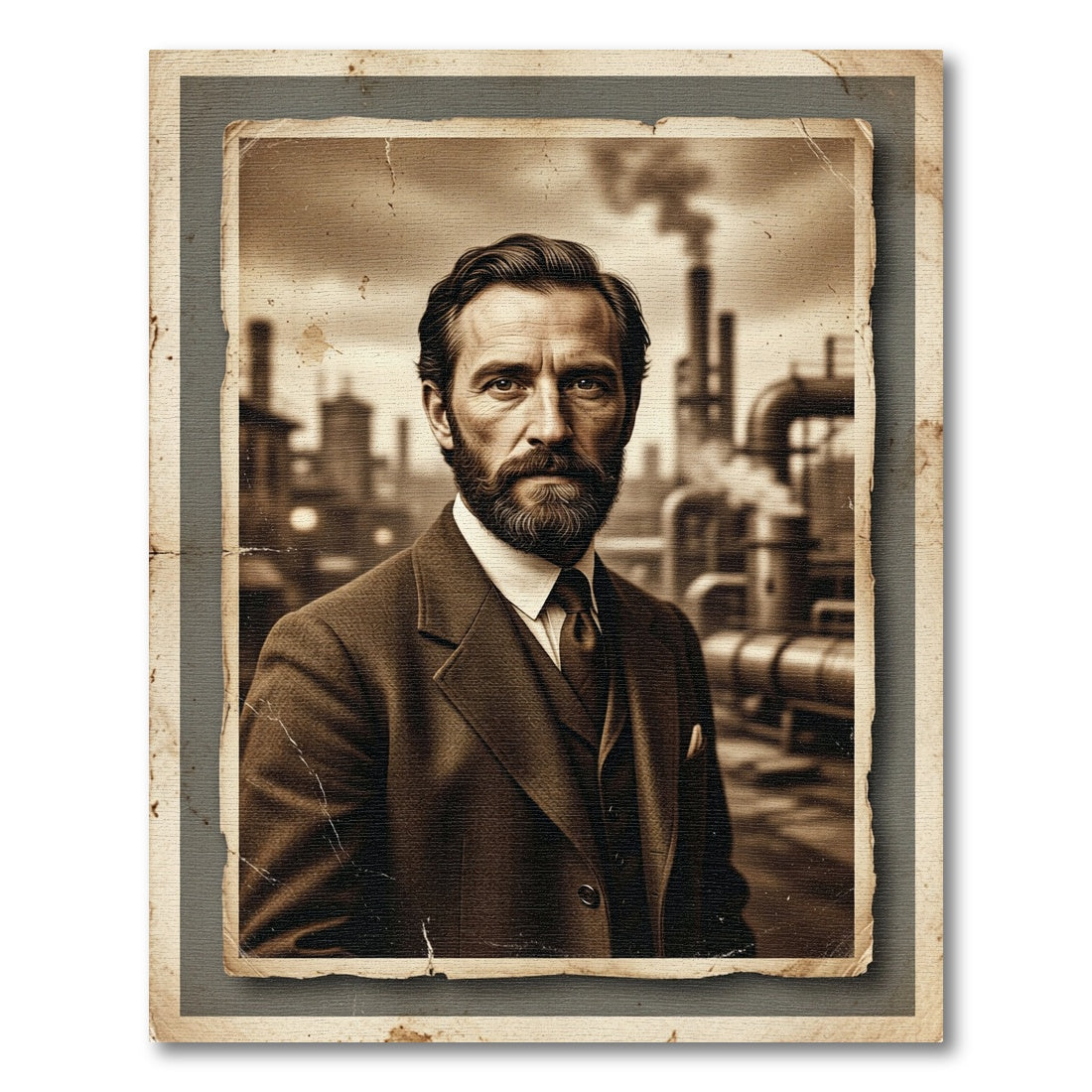 Sepia Gentleman Industrial Portrait Rug