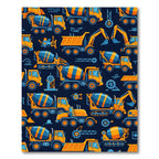 Vibrant Yellow Construction Truck Fleet Rug