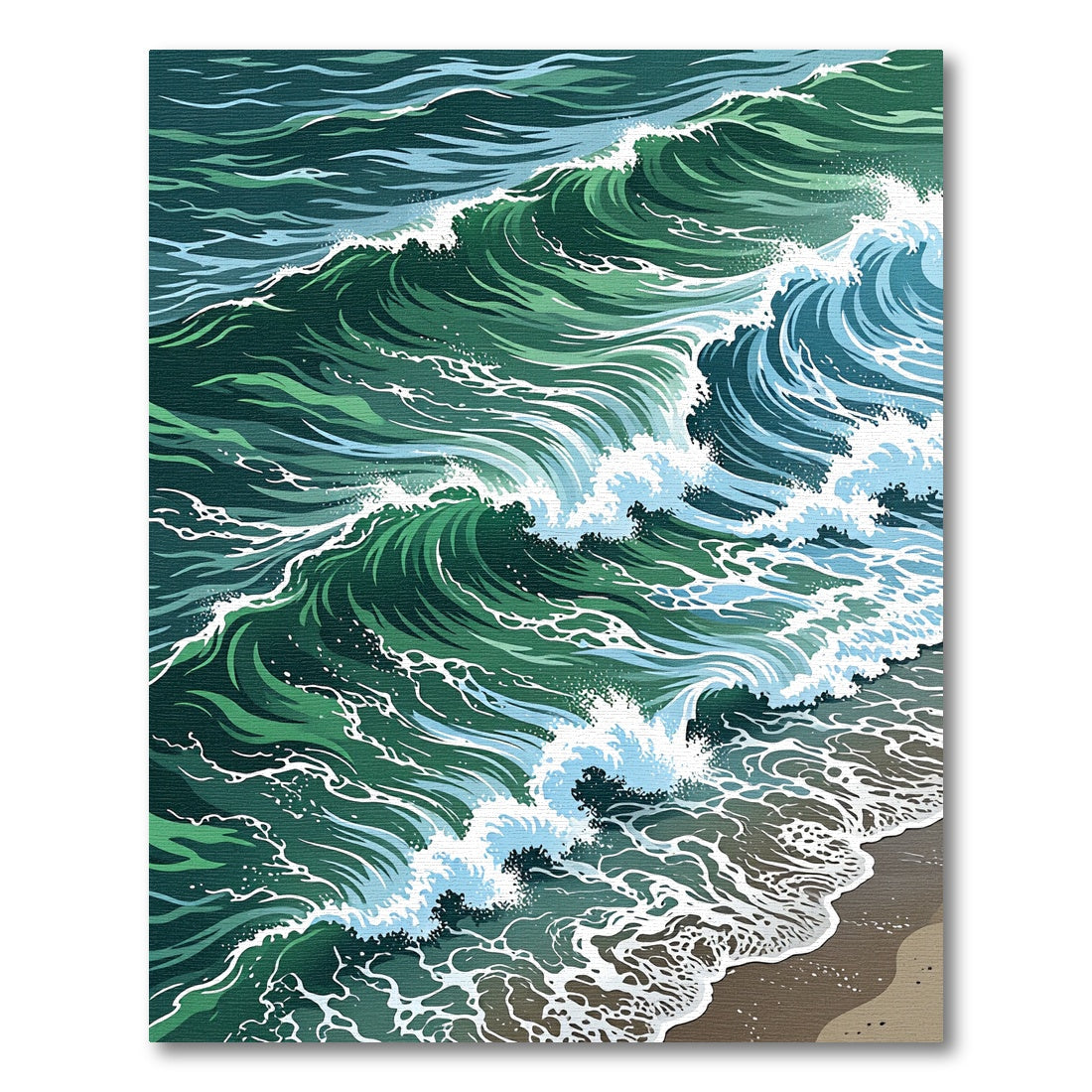 Dynamic Emerald Ocean Wave Swells Rug