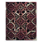 Earthy Red Geometric Lattice Floral Rug