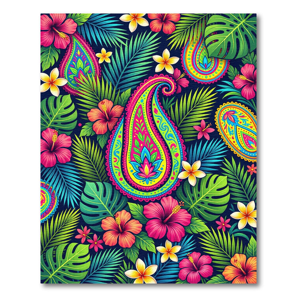 Vibrant Tropical Paisley Floral Oasis Rug
