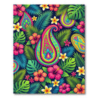 Vibrant Tropical Paisley Floral Oasis Rug