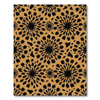 Black Floral Burst Ochre Abstract Rug