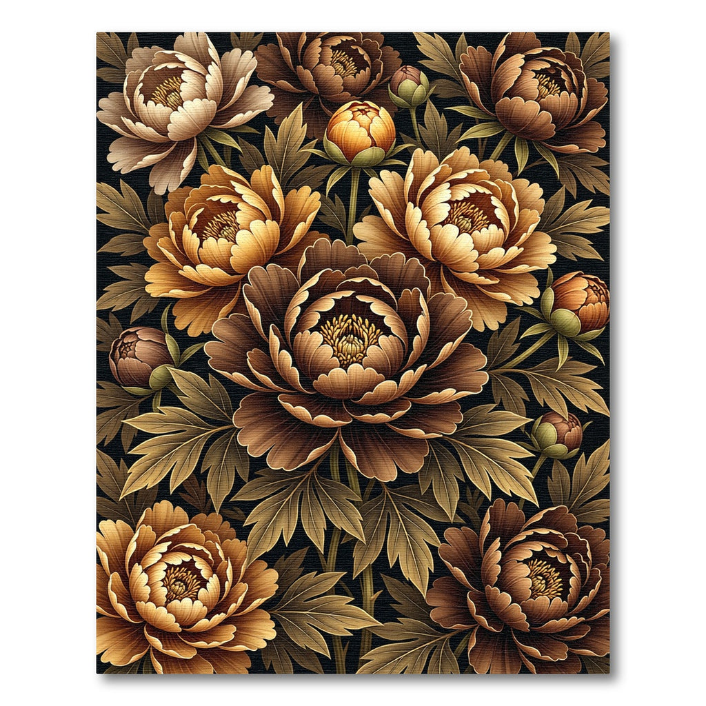 Elegant Sepia Peony Floral Arrangement Rug