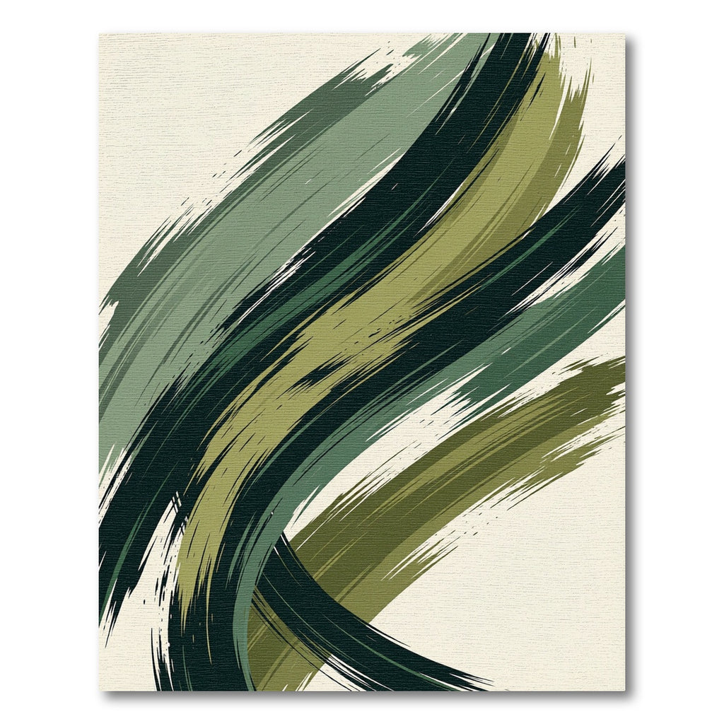 Modern Sage and Forest Green Swirl Rug