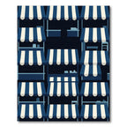 Navy and White Striped Canopy Grid Rug
