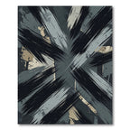 Abstract Charcoal Grey Brushstroke Accent Rug