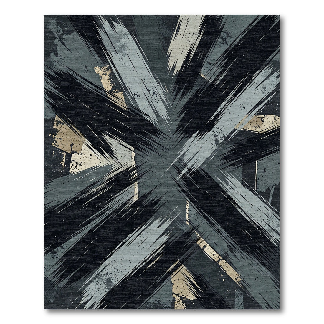 Abstract Charcoal Grey Brushstroke Accent Rug