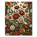 Rich Terracotta Rose Garden Botanical Rug