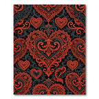 Crimson Black Heart Damask Jacquard Rug
