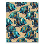 Vibrant Tropical Blue Angelfish Marine Art Rug