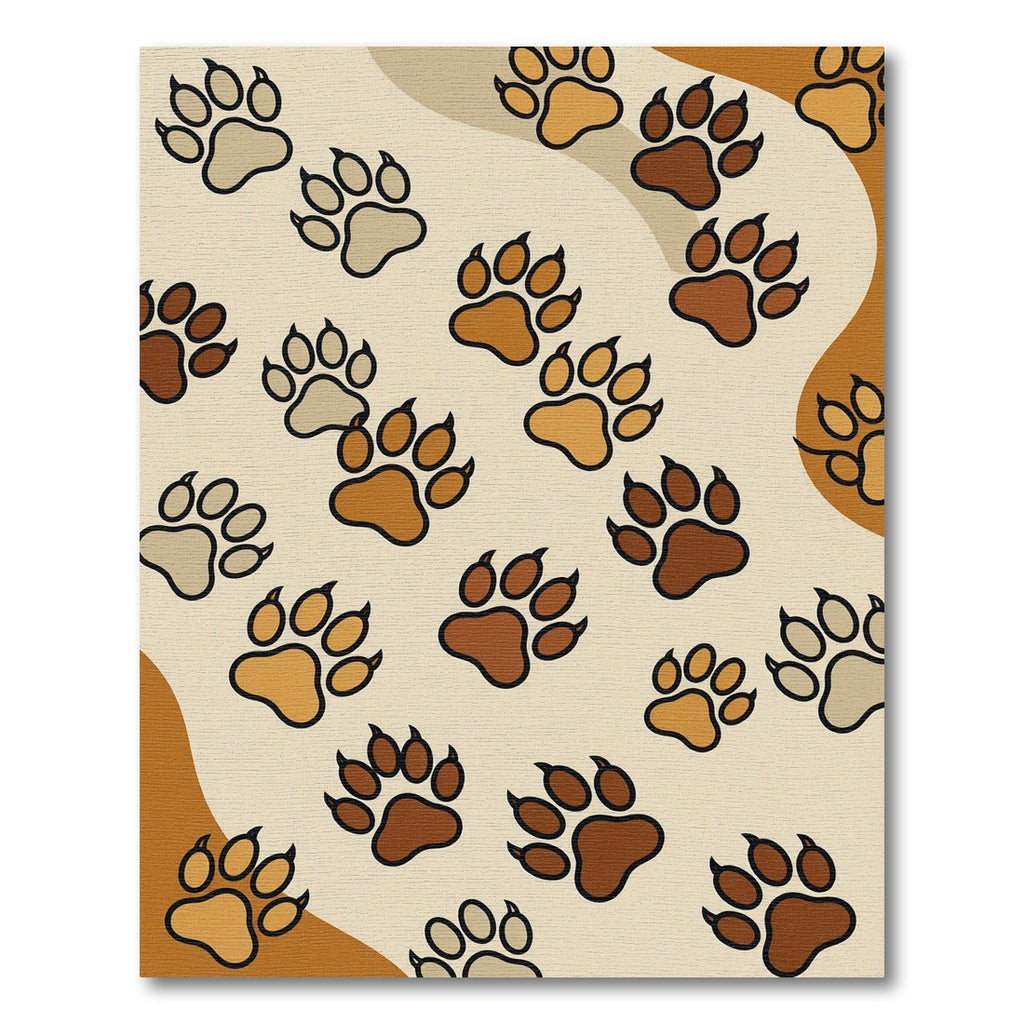 Earth Tone Animal Paw Tracks Rug
