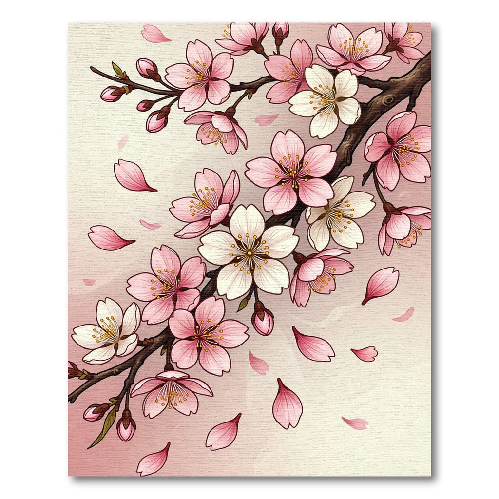 Blossoming Pink Cherry Branch Floral Rug