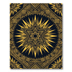 Golden Celestial Star Geometric Art Rug