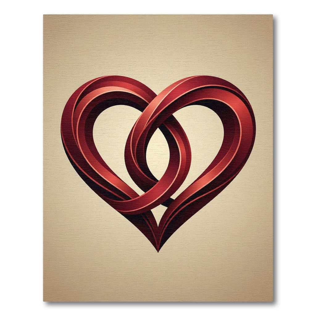 Interlocking Crimson Heart Abstract Art Rug