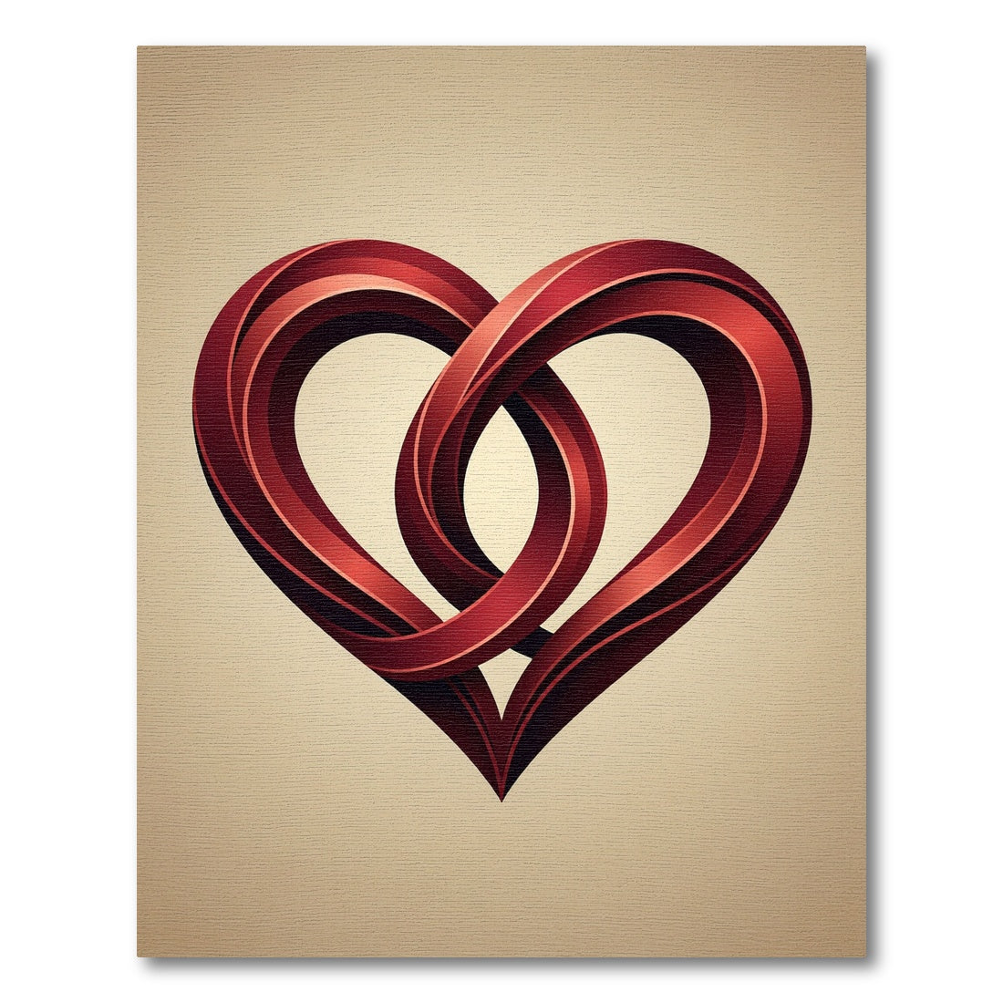 Interlocking Crimson Heart Abstract Art Rug