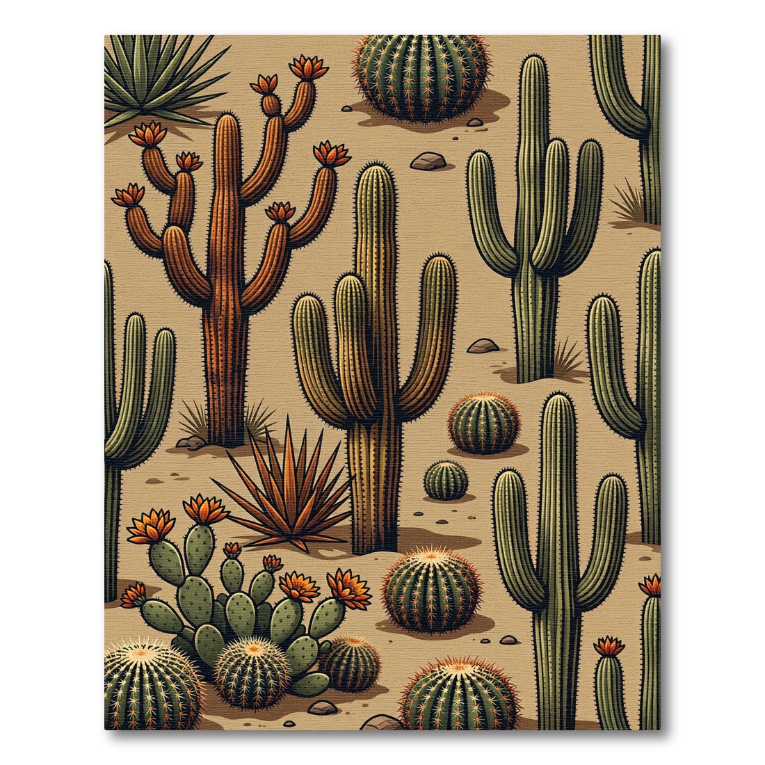 Desert Cactus Garden Arrangement Rug