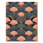 Art Deco Peach and Charcoal Fan Rug