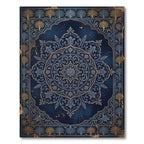 Midnight Ornate Floral Damask Medallion Rug