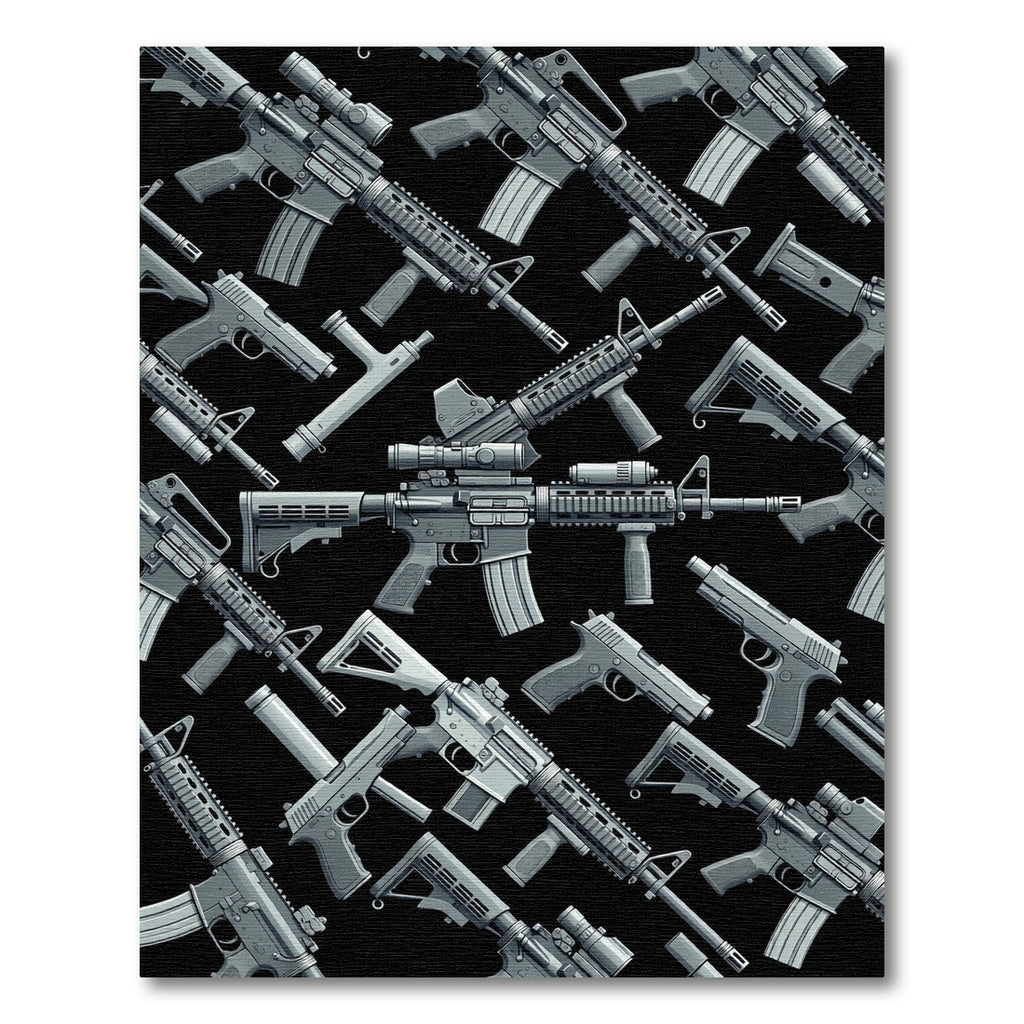Tactical Monochrome Firearm Vector Art Rug