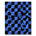 Electric Blue Pixelated Abstract Grid Rug