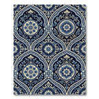 Intricate Blue Floral Medallion Arabesque Rug