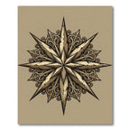 Vintage Golden Compass Ornate Star Rug
