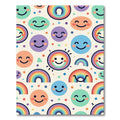 Cheerful Pastel Rainbow Smiling Faces Rug
