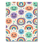 Cheerful Pastel Rainbow Smiling Faces Rug