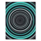 Modern Teal and Gray Concentric Vortex Rug