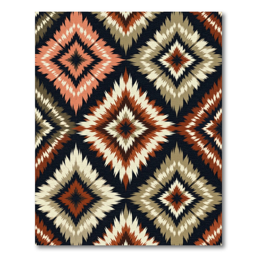 Geometric Earthy Tone Ikat Diamond Rug