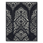 Black Arched Arabesque Intricate Scrollwork Rug