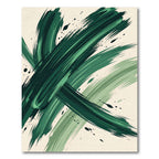Modern Emerald Forest Abstract Brushstroke Rug