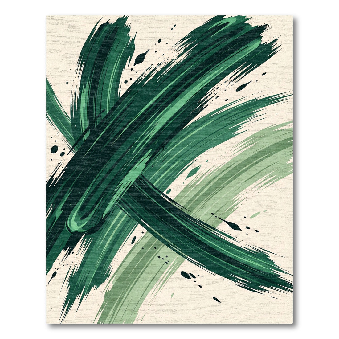 Modern Emerald Forest Abstract Brushstroke Rug