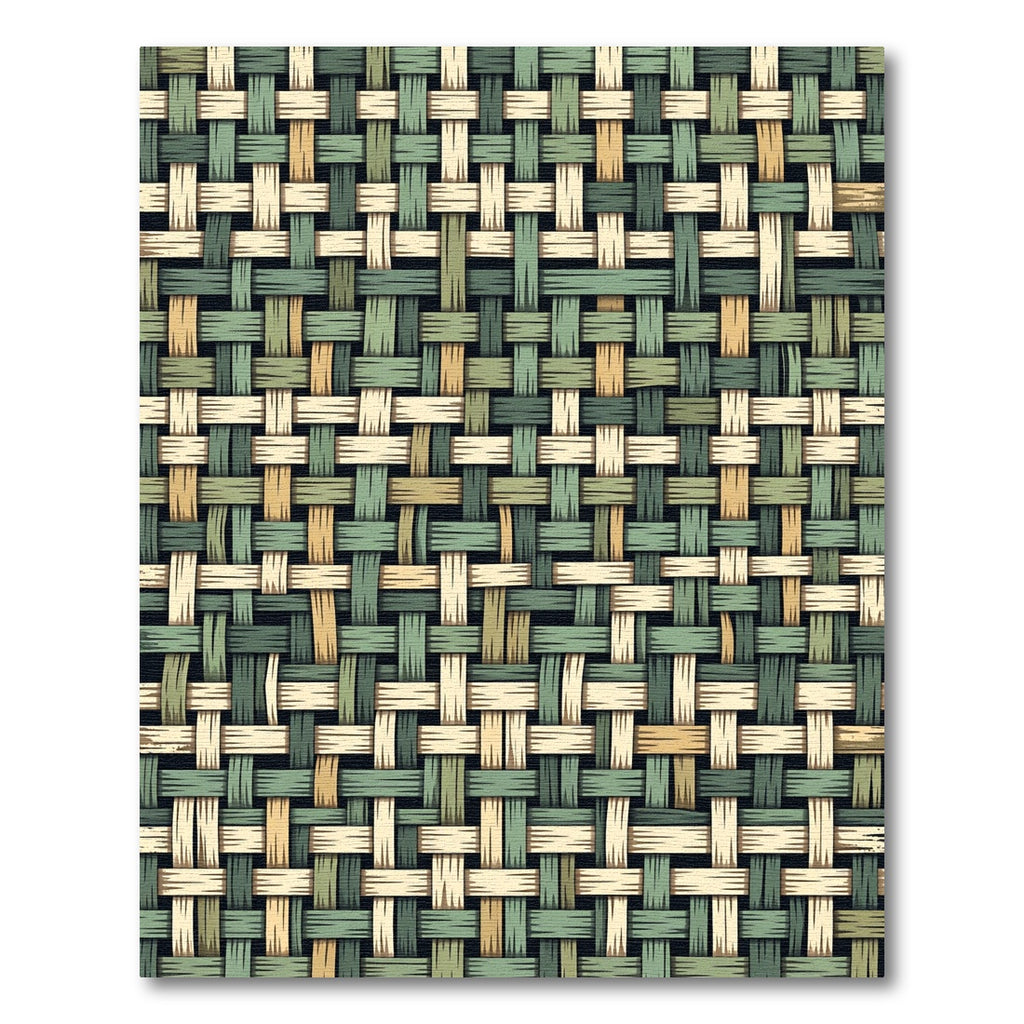 Woven Sage and Tan Basketweave Rug