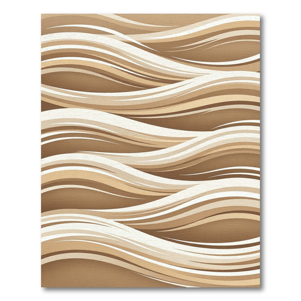 Modern Beige Flowing Abstract Wave Rug